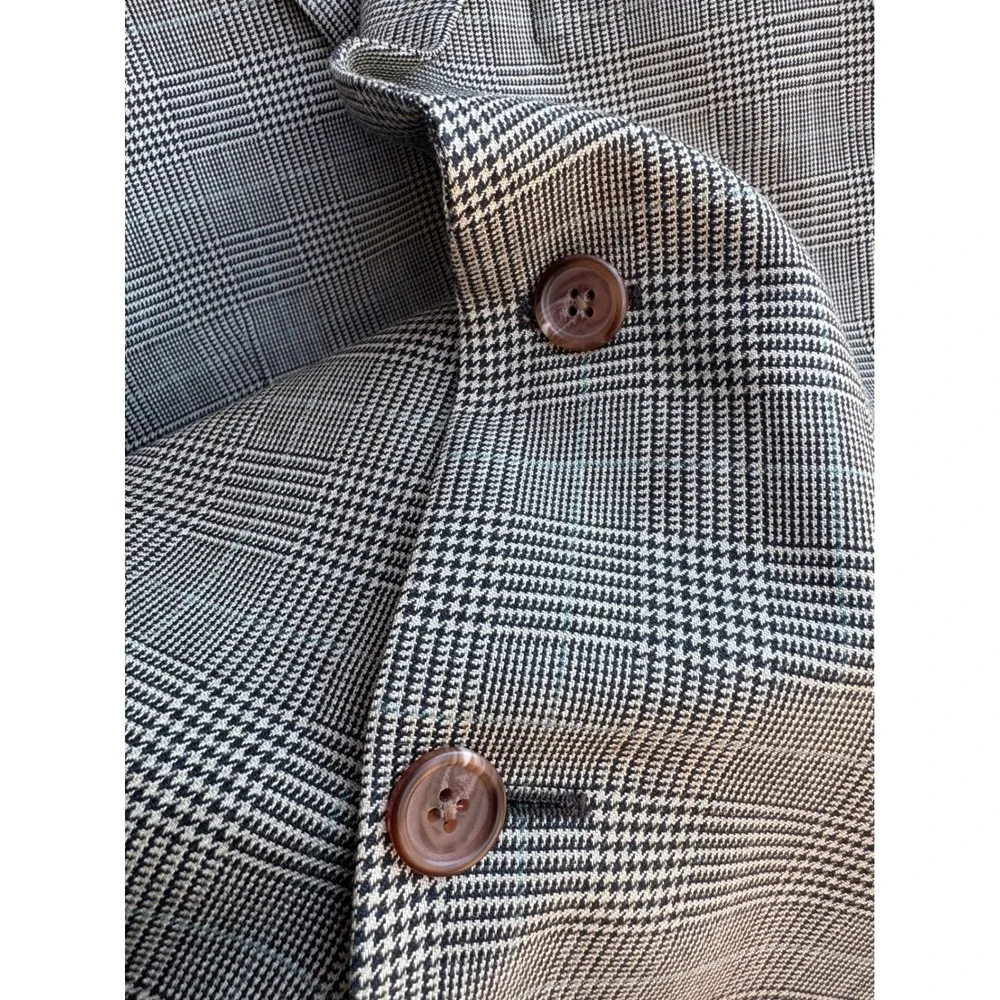 Lauren Ralph Lauren Wool Silk Glen Plaid Blazer Sport Coat Grey Brown 52R